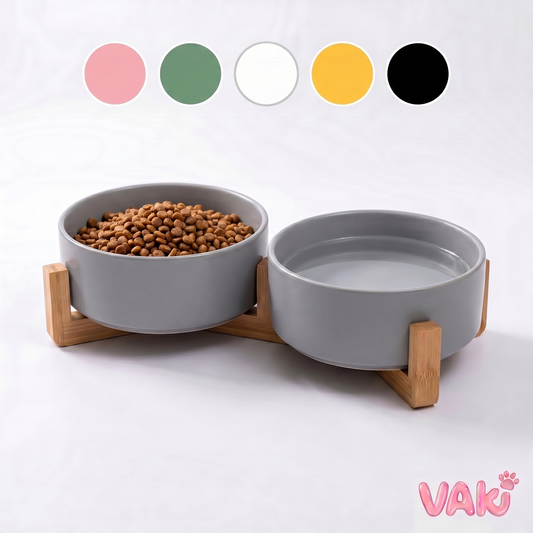 VAKI Ceramic Wood Bowl™ (Elevated Double Bowl)